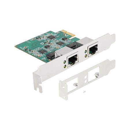 Karta të Rrjetit Delock 88101 / PCIe 2.1 x1 / 2x 2.5 Gigabit LAN RJ45 / 2.5Gbps / Realtek RTL8125B / Low Profile - 1