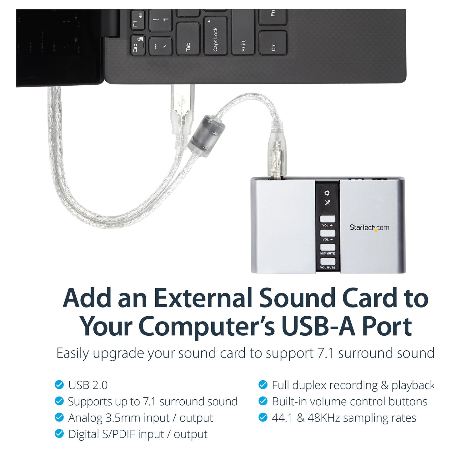 Kartë e Zërit StarTech.com ICUSBAUDIO7D, USB 2.0, 7.1 Kanale, S/PDIF, C-Media CM6206 - Gri - 8
