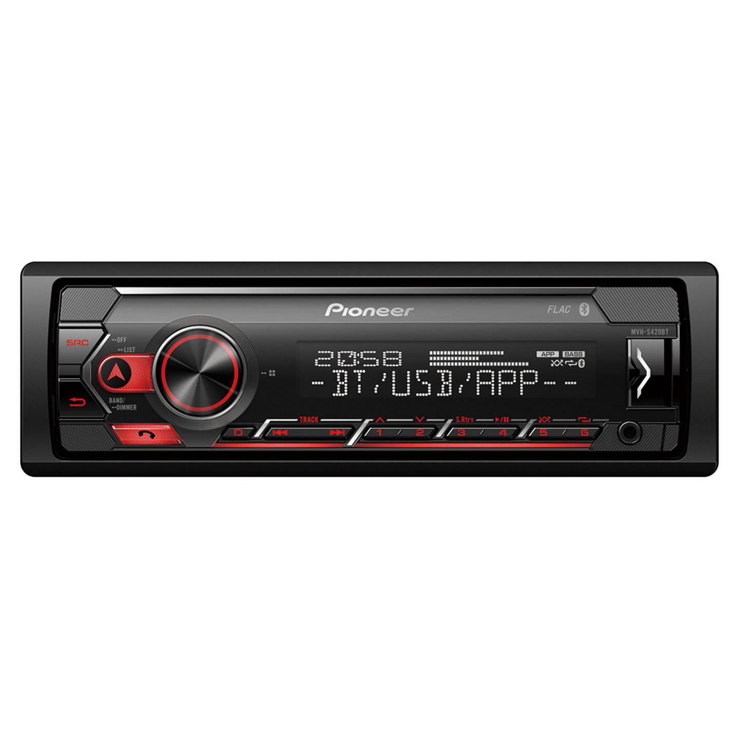 Radio për veturë Pioneer MVH-S420BT, 1 DIN, LCD, Bluetooth - Zezë