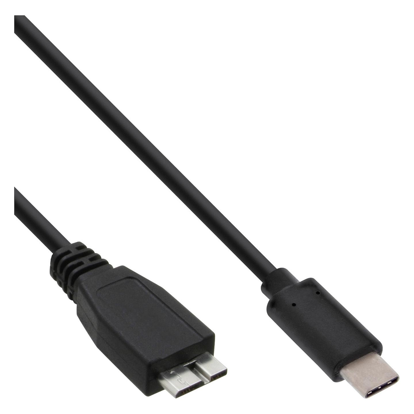 Kabllo USB InLine 35726, USB-C në Micro-USB-B, 0.5 m, USB 3.2 Gen 2, 10 Gbps - Zezë