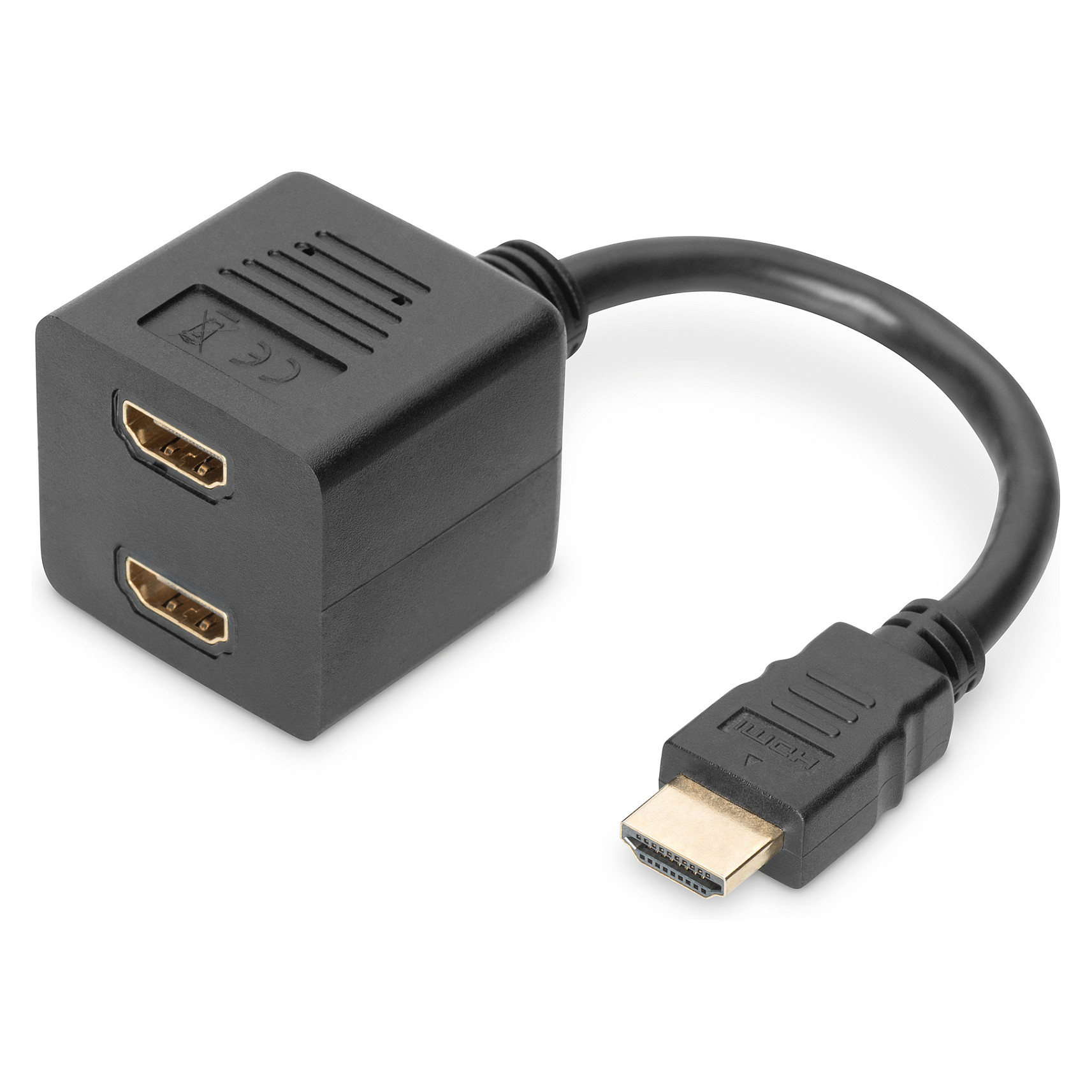 Kabllo HDMI Y DIGITUS / 0.2m / Gold - Zezë - 1