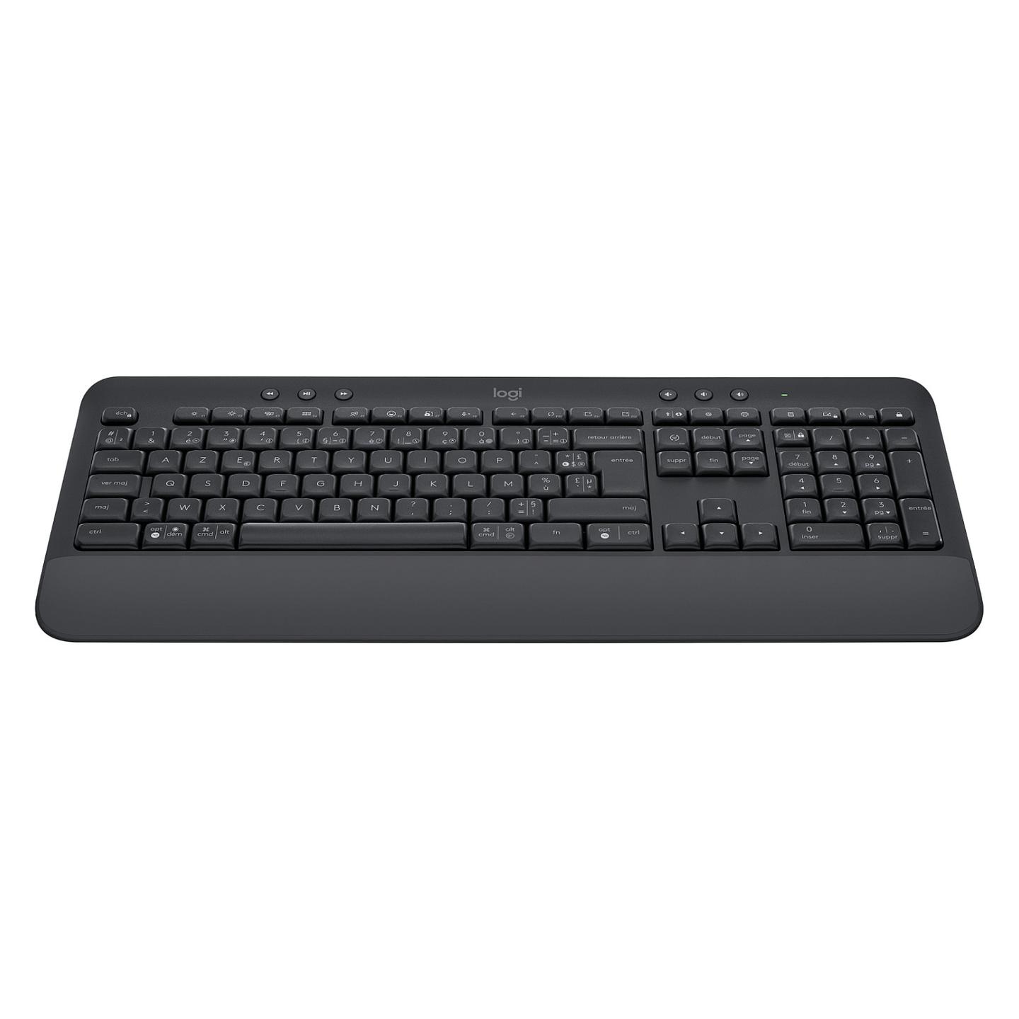 Tastierë pa kabllo Logitech Signature K650 / AZERTY (FR) / Full-Size / Membranë / Bluetooth 5.1 + Logi Bolt / Numpad / Mbështetëse për Dore – Gri - 5