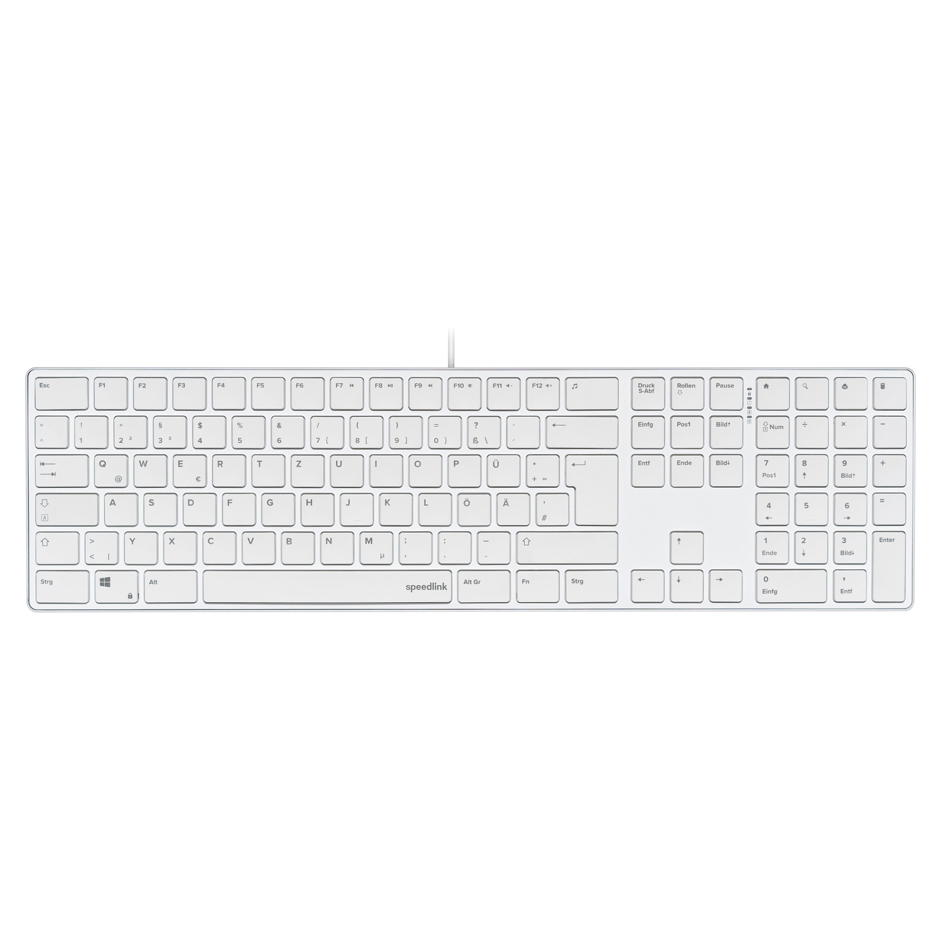 Tastierë me kabllo Speedlink RIVA Slim Metal Scissor / QWERTZ - Bardhë - 1
