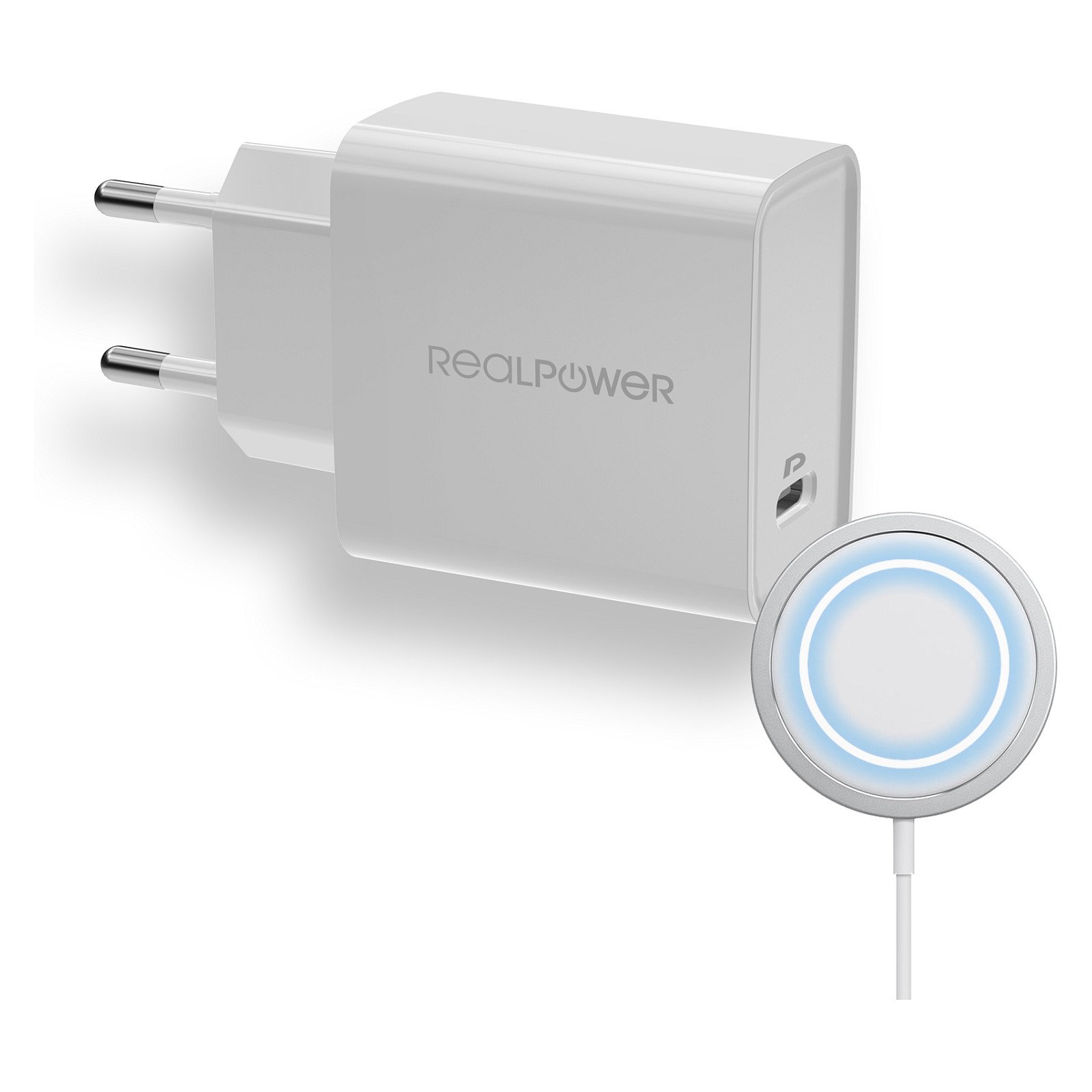 Karikues RealPower PC-MagSet / 20W / USB-C / PD / Karikim Wireless – Bardhë