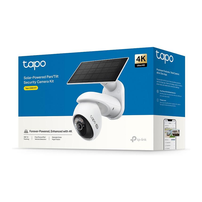 Kamerë Sigurie IP CCTV TP-Link Tapo C660 KIT, 8MP, 4K, Pan/Tilt 360°, 18x Digital Zoom, AI Tracking, Color Night Vision, Wi-Fi, Panel Solar, Bateri, IP65 - Bardhë - 12
