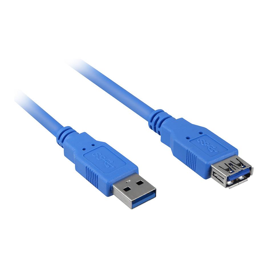 Kabllo USB SHARKOON, USB 3.0, USB-A Mashkull në USB-A Femër, 5Gbps, 3m - Blu