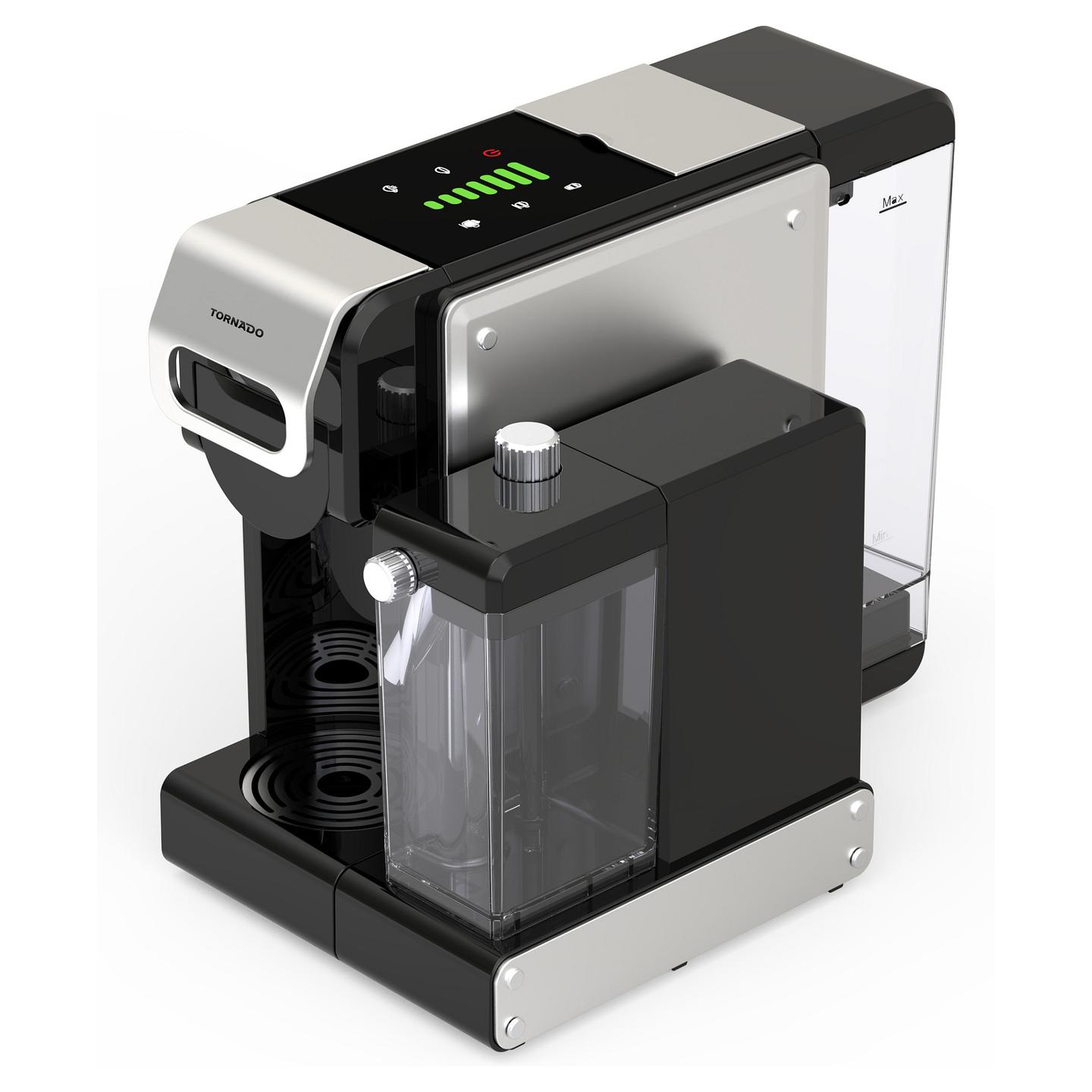 Aparat për Kafe TORNADO TST-550M-GS, 1460 W, 19 bar, Rezervuar Uji 1 L – Argjend/Zezë