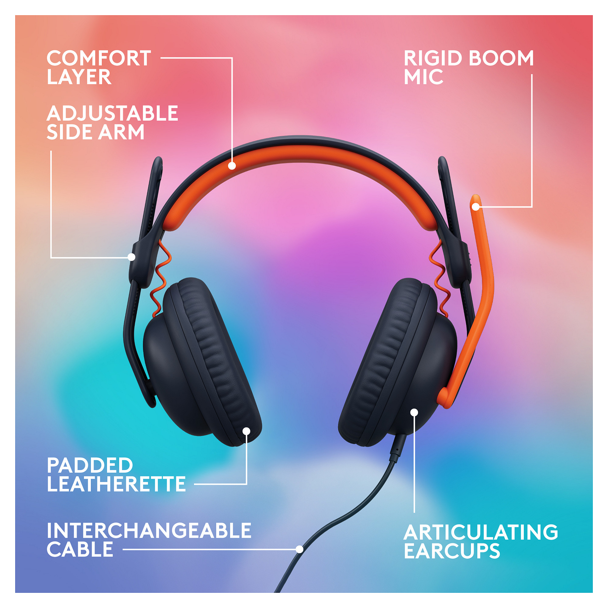 Kufje me Kabllo Logitech Zone Learn CLASSIC / WW-9006 - Blu/Portokalli - 9