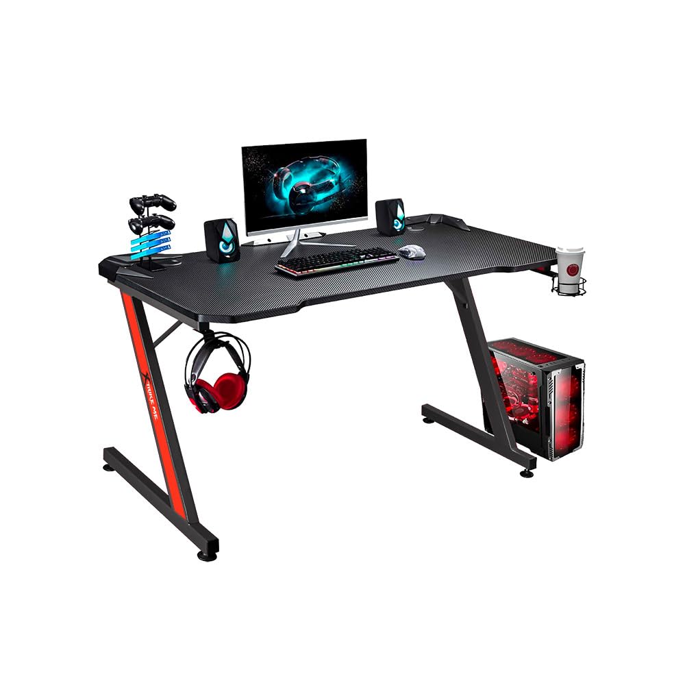 Tavolinë Gaming XTRIKE ME DK-02 / 110x60x74cm / Mbajtëse për Kufje / Mbajtëse për Gotë – Zezë - 1