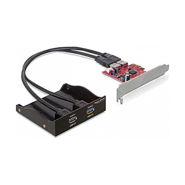 Aksesor për Disqe DeLOCK 61775 / 2x USB 3.0 / USB-A / PCI Express / 5 Gbit/s / 3.5" & 5.25"