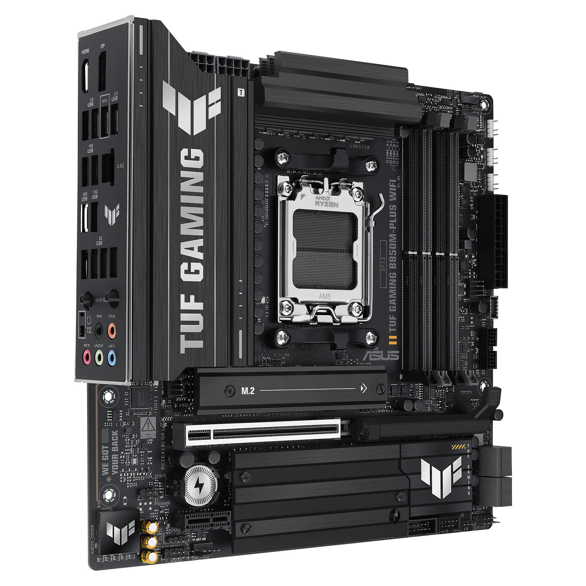 Pllakë Amë ASUS TUF GAMING B850M-PLUS WIFI / AMD AM5 / B850 / DDR5 / Micro ATX / Wi-Fi 6E / 2.5GbE LAN - 4