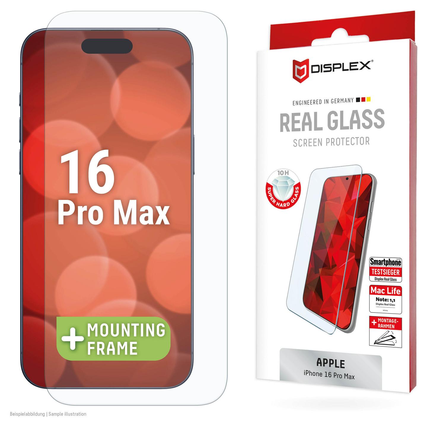 Mbrojtëse Ekrani Displex 01996 / iPhone 16 Pro Max / 10H / 2D / Eco Mounting Frame - Transparent