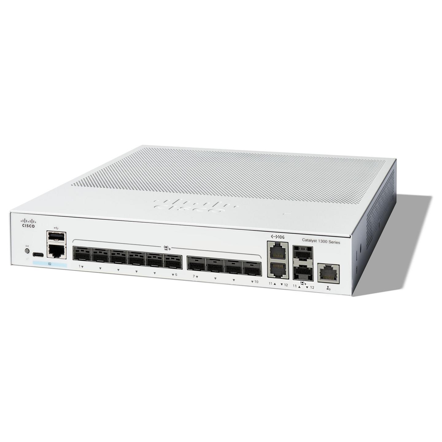Switch Cisco Catalyst C1300-12XS, 10x 10GbE SFP+, 2x Combo 10GbE RJ45 dhe SFP+, Layer 3 Managed, Switching Capacity 240Gbps, Rackmount 1U - Hiri