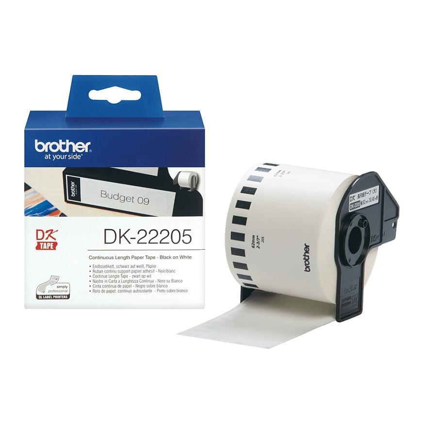 Shirit Etiketimi Brother DK-22205, 62 mm × 30,48 m, Letër e Vazhdueshme - Bardhë