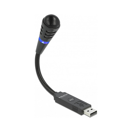 Mikrofon Delock USB Condenser / Gooseneck + Mute Button - Zezë - 1