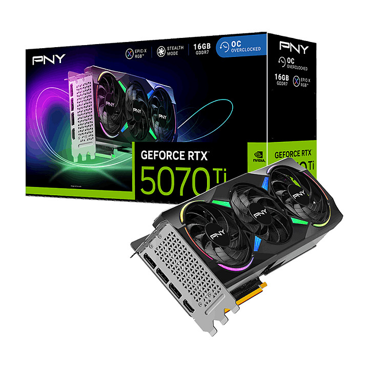 Kartelë Grafike PNY GeForce RTX 5070 Ti 16GB Gaming Triple Fan ARGB – Zezë - 9