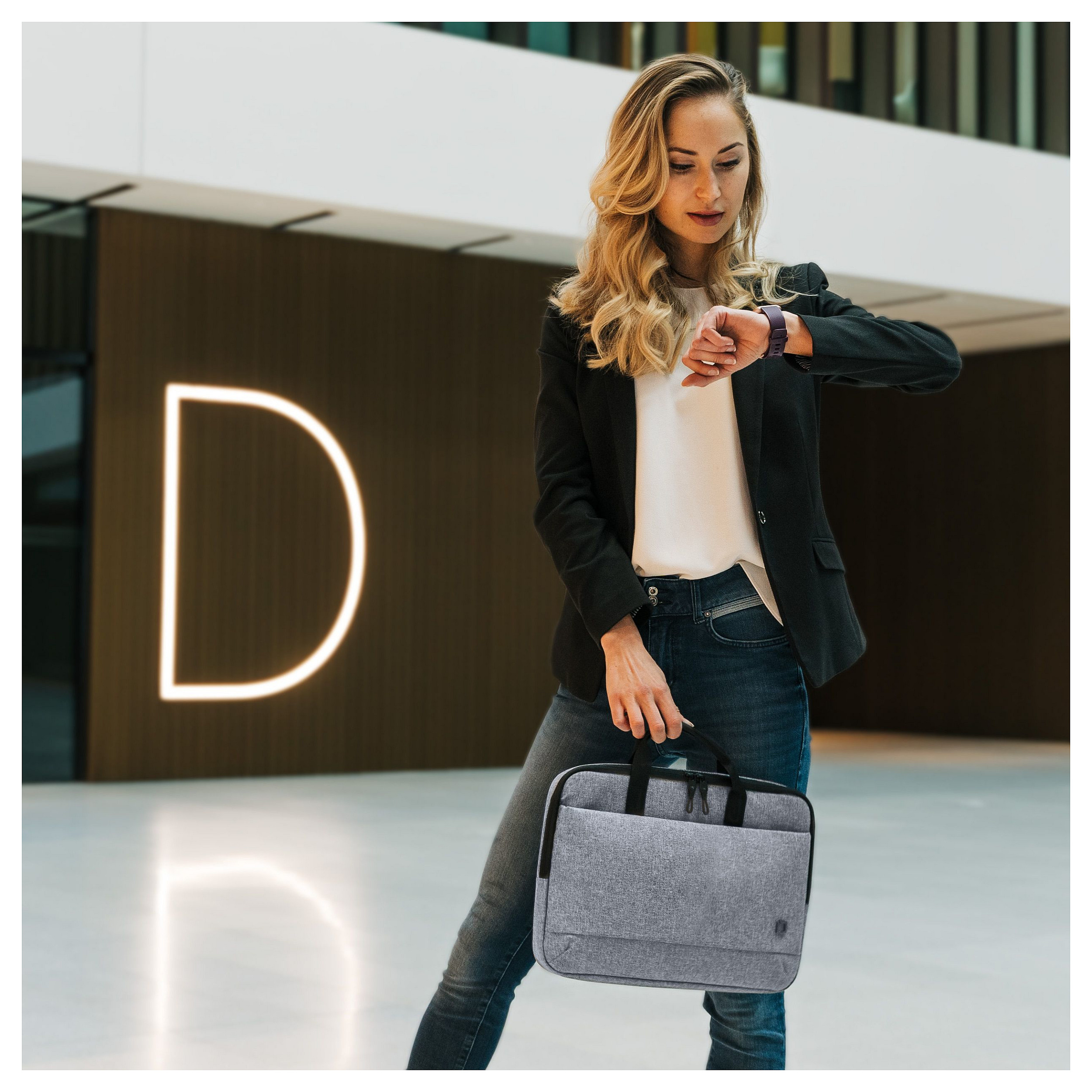 Çantë për laptop DICOTA Eco MOTION D31872-RPET / Briefcase / 14-15.6" / RPET Polyester / HDF Padded Laptop Compartment / Tablet Compartment / Water-Repellent - Gri - 5