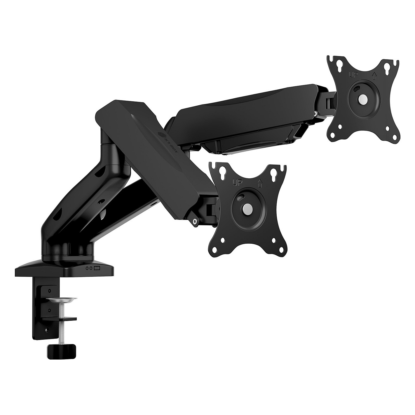 Mbajtëse për Monitor ICY BOX IB-MS204-T / 2 Monitorë / deri 32" / 9kg për Monitor / VESA 75x75-100x100 / Tavolinë - Zezë