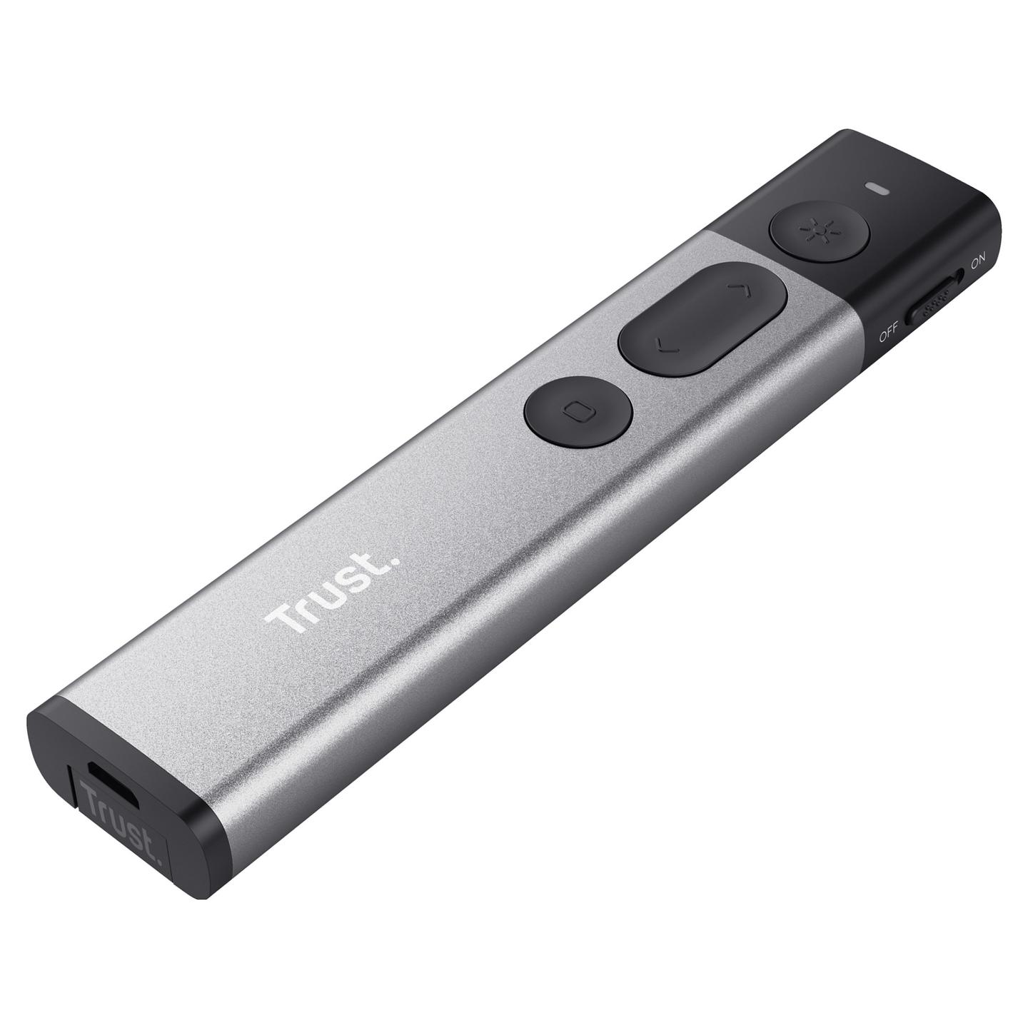 Prezantues pa kabllo Trust Kazun, RF, USB, Laser Pointer i kuq - Argjend dhe zezë - 2