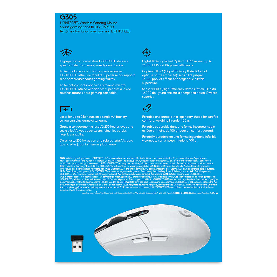 Maus Logitech G305, i bardhë - 10