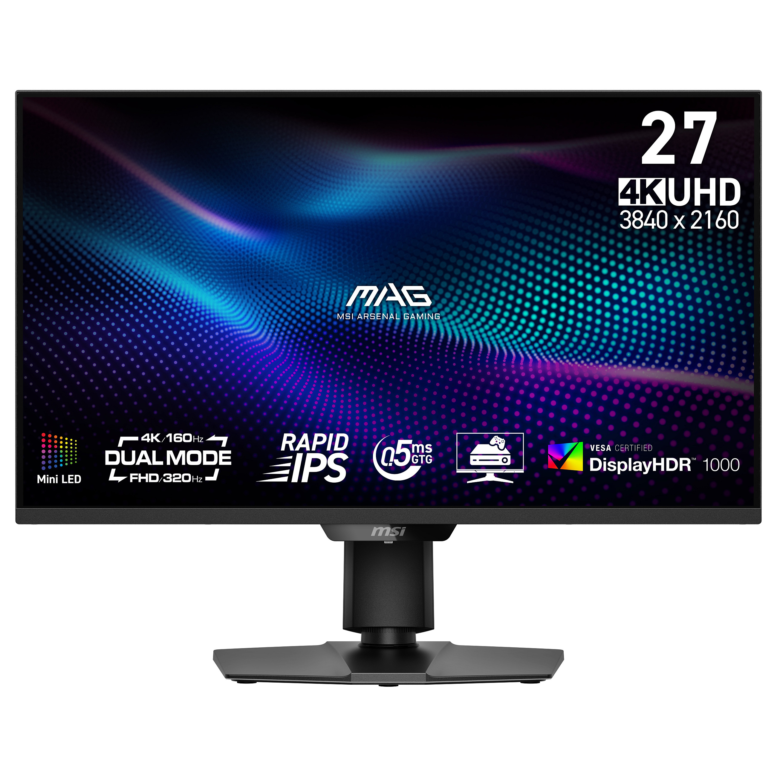 Monitor Gaming MSI MAG 274UPDF E16M / 27"/ 4K Ultra HD Rapid IPS / Mini LED / 160Hz / 0.5ms / HDMI + DisplayPort - Zezë - 1