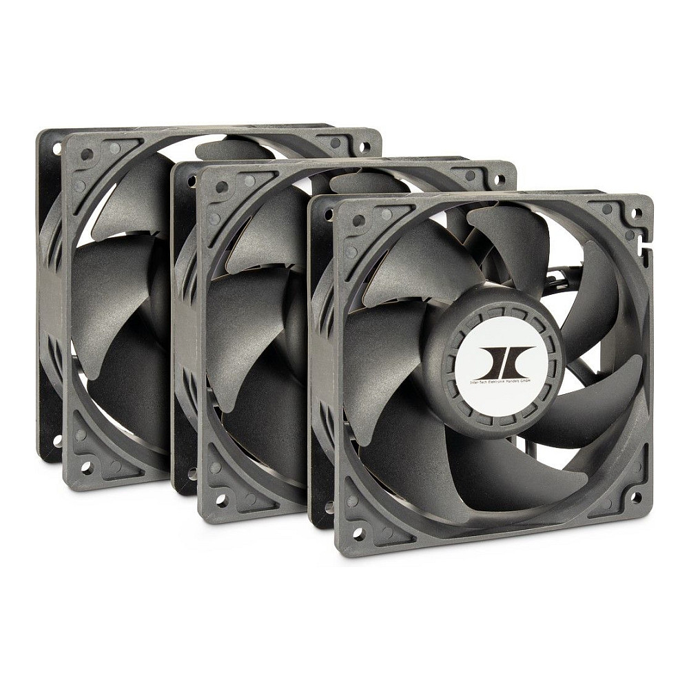 Ftohës për Kasë Inter-Tech IPC Fan Set 120/38mm / 120mm / 38mm / 4000 RPM / 245.97 CFM / 11.10 mmH₂O / 3-Pack / 4-Pin Molex – Zezë