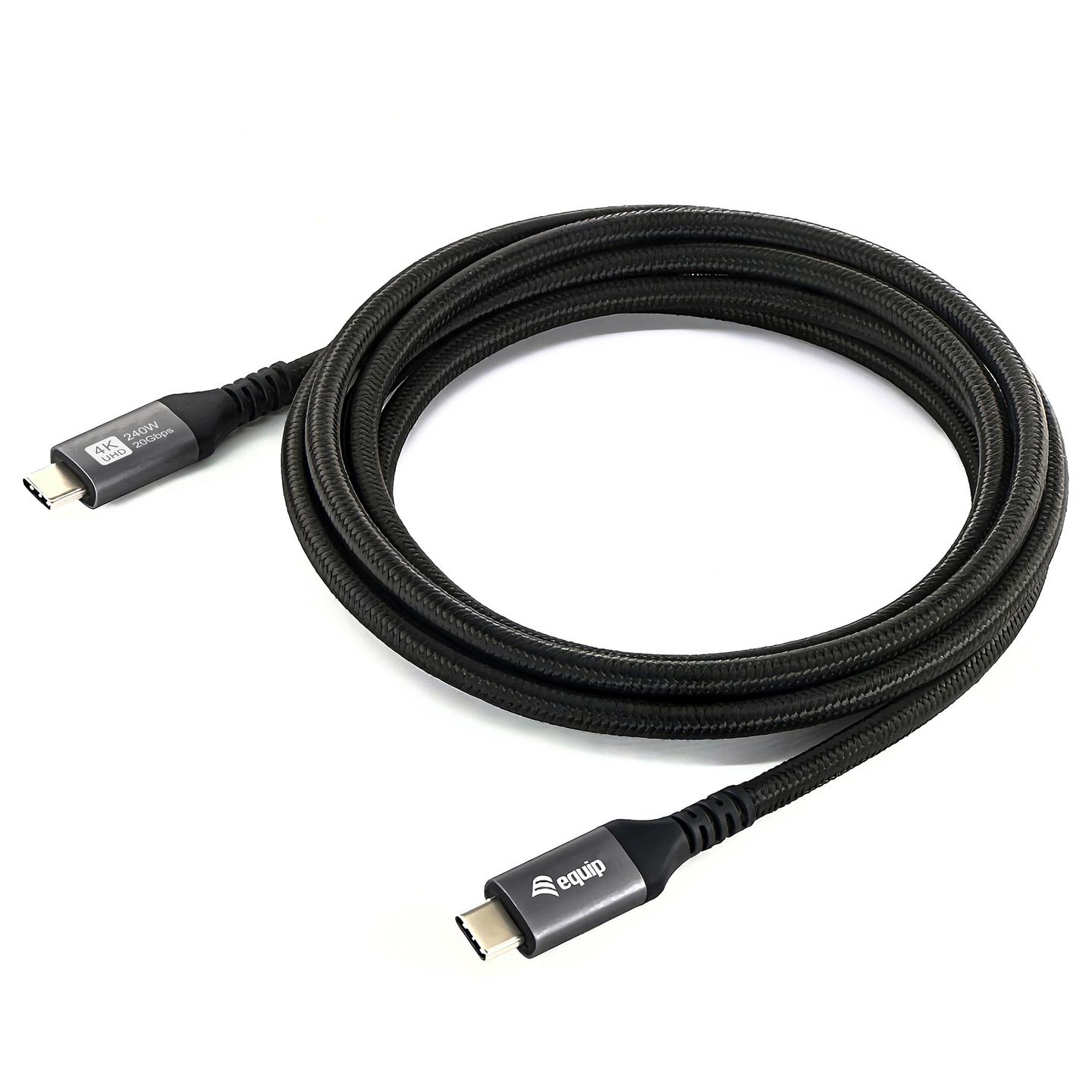 Kabllo USB Equip 128384 / USB-C në USB-C / USB4 Gen 2x2 / 20 Gbit/s / PD 100W / 4K/60Hz / 3m - Zezë