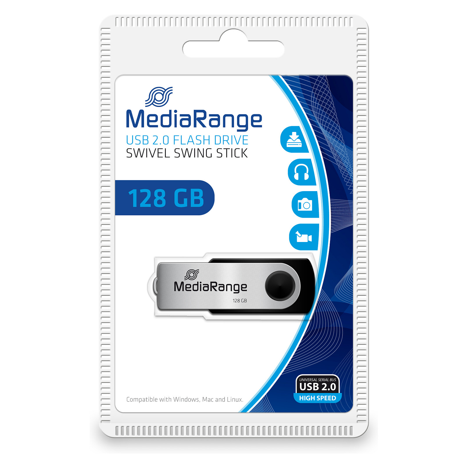 USB Flash Drive STICK 128GB MEDIARANGE MR913 - e zezë - 1