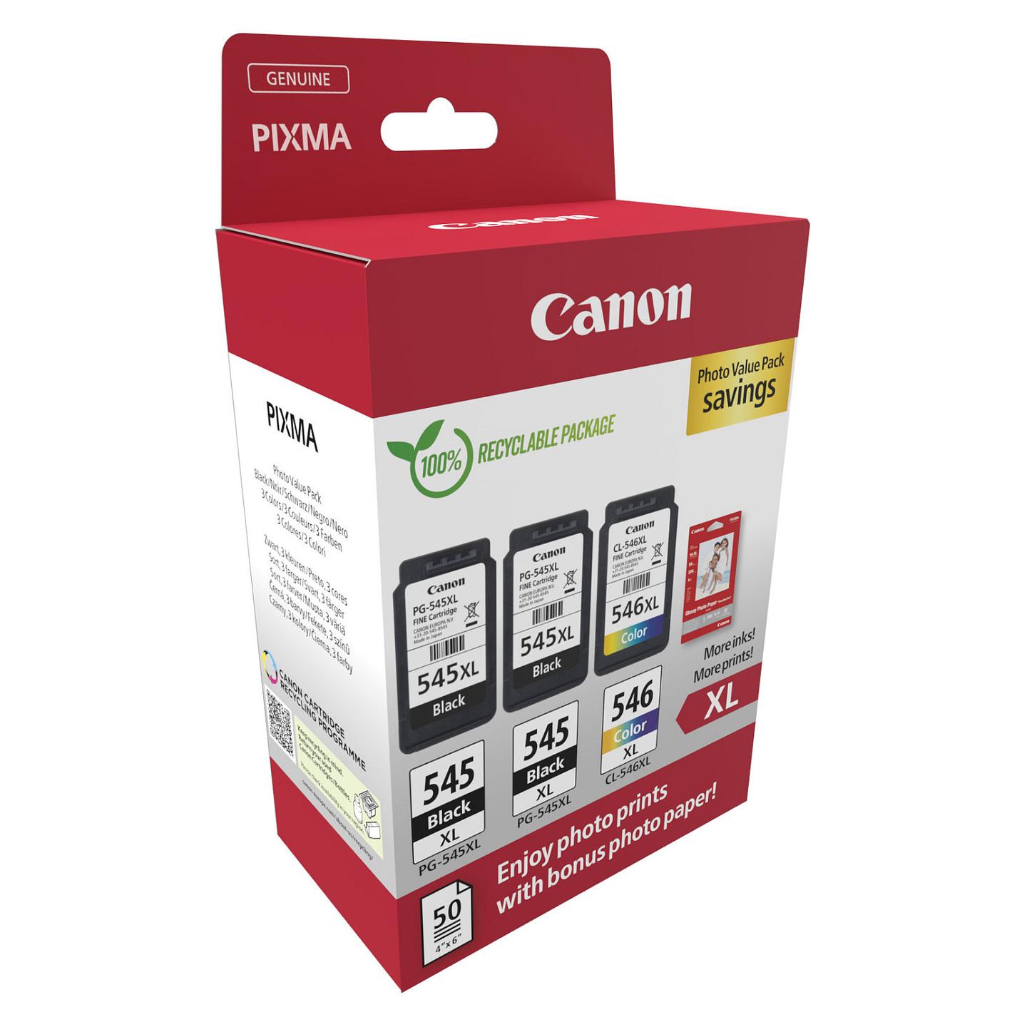 Toner Canon Tinte PG-545XL/CL-546XL 8286B015 3er Multipack (2xBK/Color) inkl. Fotopapier - 2