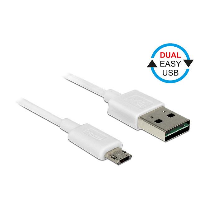 Kabllo USB DeLOCK 84806, USB-A në Micro-B, USB 2.0, EASY-USB, 0.5 m - Bardhë