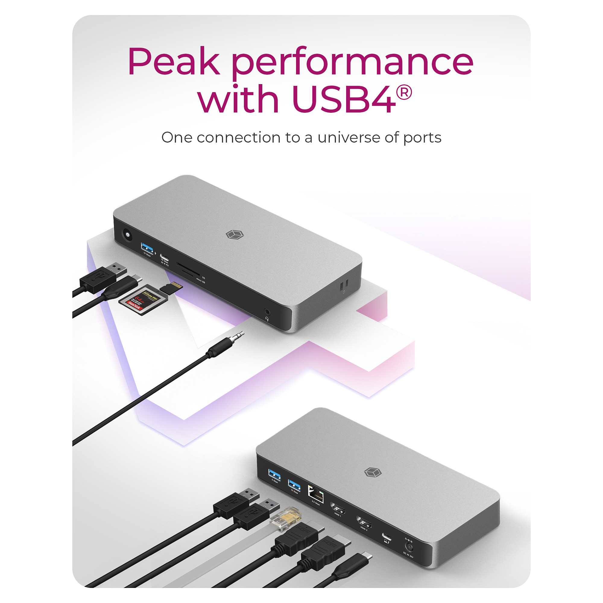 Docking Station ICY BOX IB-DK2880-C41 USB4 10-në-1 PD 100W - Zezë - 2