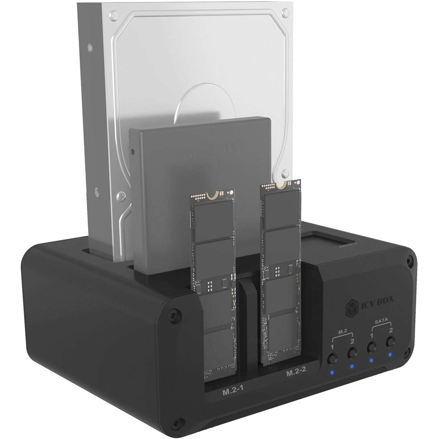 Docking Station ICY BOX IB-2925MS-CU31 / 2x M.2 NVMe / 2x 2.5"/3.5" SATA / USB 3.2 Gen 2 10Gbps – Zezë