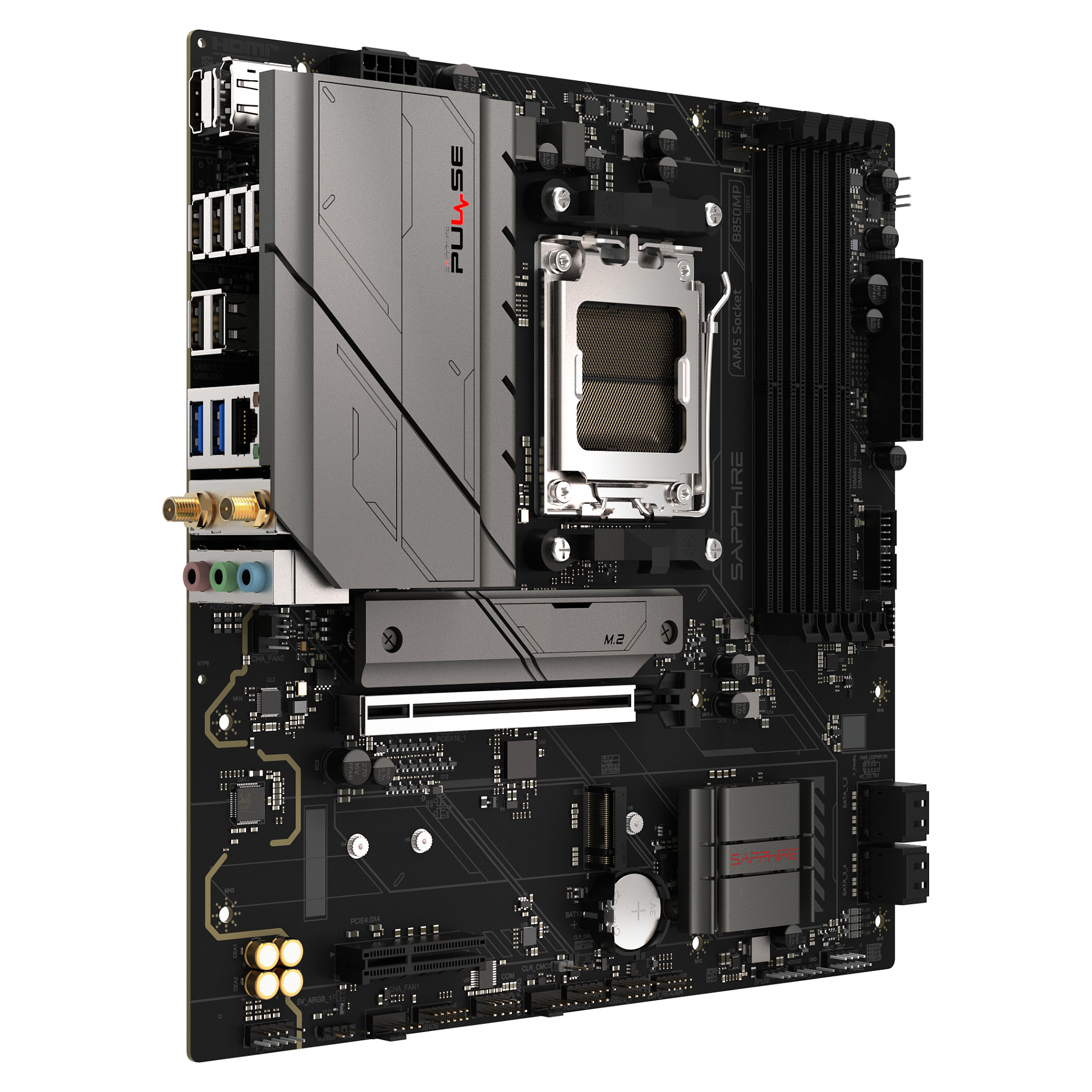 Pllakë Amë AMD AM5 Sapphire PULSE B850M WIFI / DDR5 / mATX / HDMI+DP - 2
