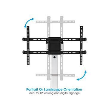 Mbajtëse për TV Manhattan 462327, 37–86", VESA deri në 600×400mm, 50kg, Lartësi e Rregullueshme, Rrotullim 90°, me Rrota - Argjend/Zezë - 4