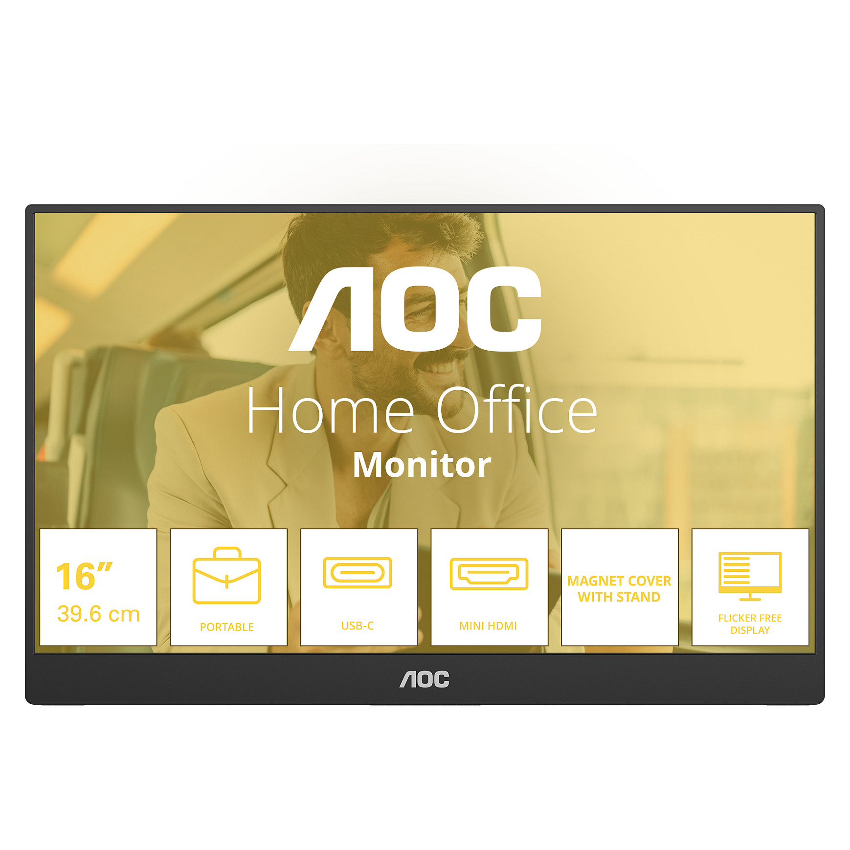 Monitor Portativ AOC 16T20E2 / 15.6" / Full HD IPS / 60Hz / 5ms / USB-C+Mini HDMI+Speakers - Zezë