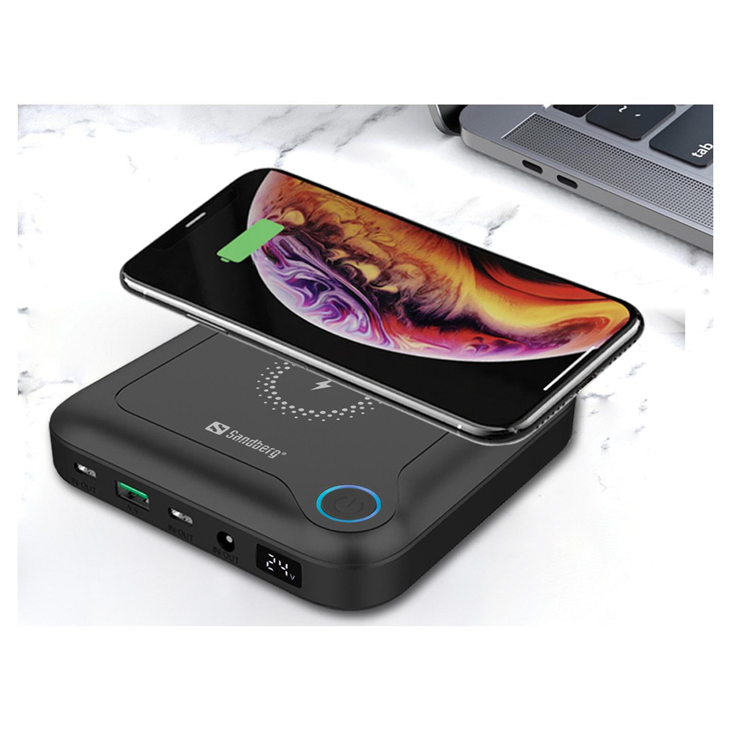 Powerbank Sandberg All-in-1 Laptop / 25000mAh / PD 60W / DC 91W / Wireless 15W - Zezë - 3