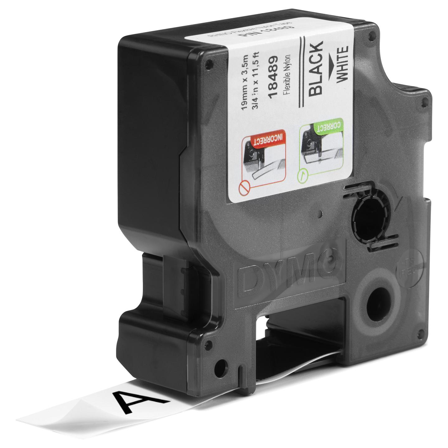 Etiketa për Printer DYMO Rhino / 19 mm × 5.5 m / Poliester (18489 / S0718220) - Bardhë / Zi