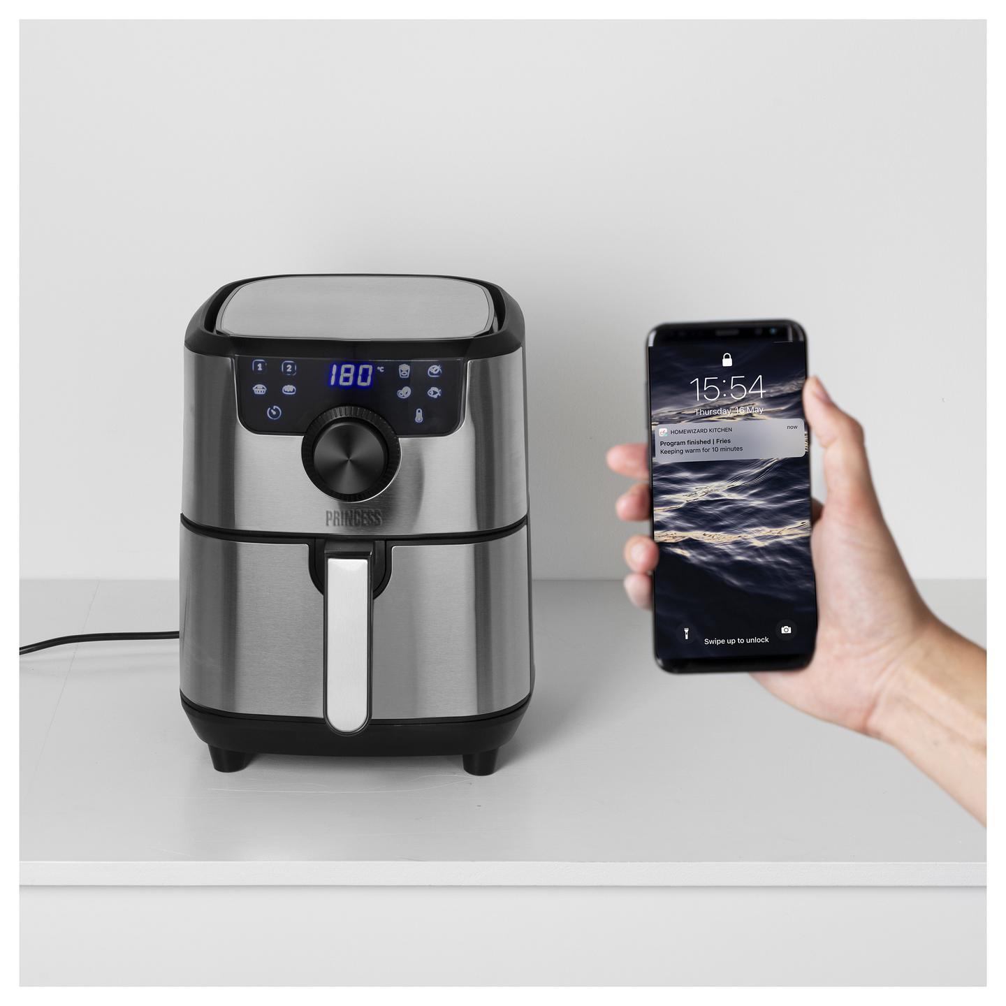 Fryer Princess Smart Aerofryer / 182037 / 4.5L / 1500W / 8 Programe / 80–200°C / LCD / Wi-Fi / Keep Warm – Argjend/Zezë - 25