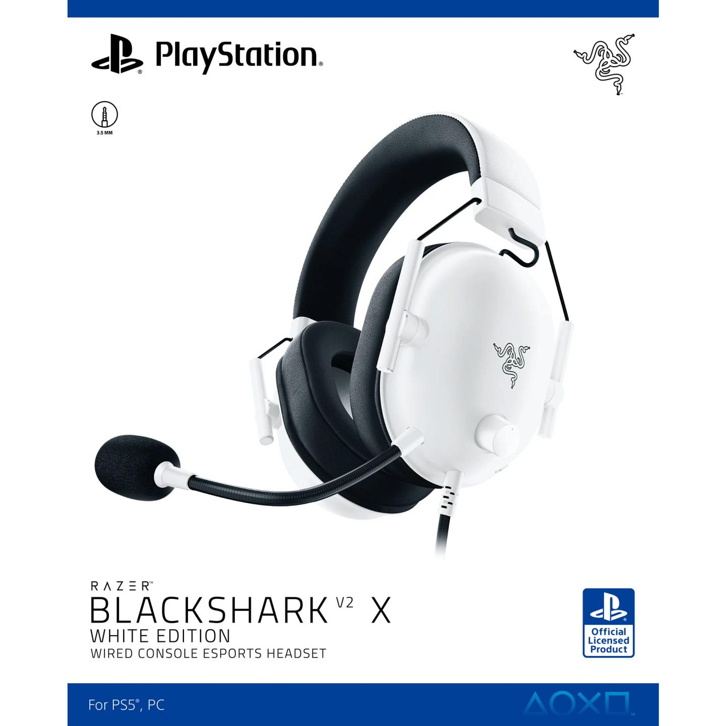 Kufje Gaming Razer BlackShark V2 X PlayStation Licensed / Wired / 3.5mm / TriForce 50mm / HyperClear Cardioid Mic - Bardhë - 5
