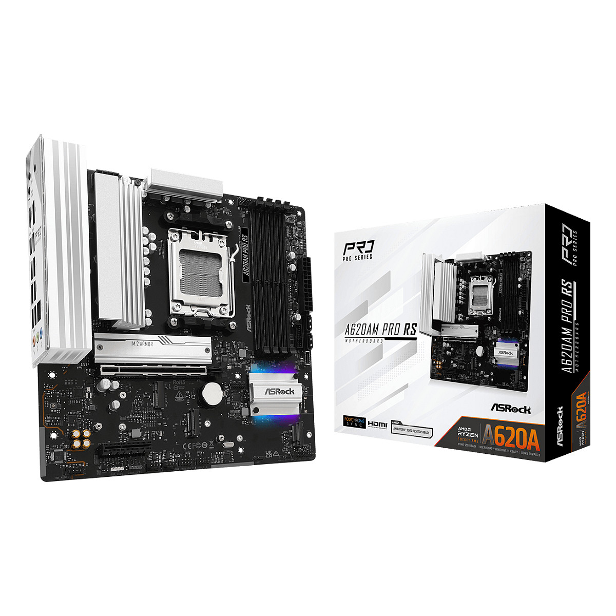 Pllakë Amë AMD AM5 ASRock A620AM Pro RS / mATX / DDR5 / HDMI+DP - 1
