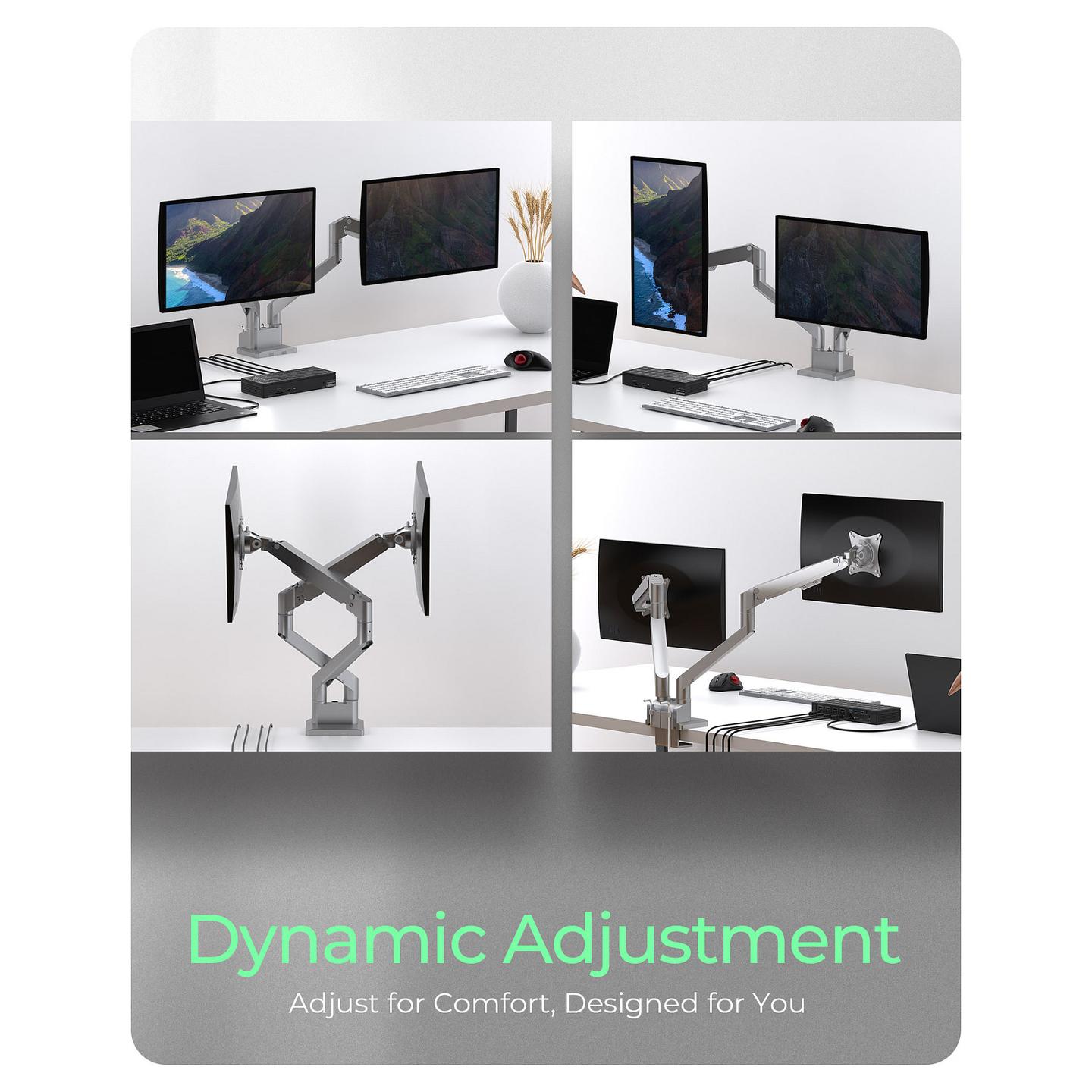 Mbajtëse për Monitor ICY BOX IB-MS524-T , 2 Monitorë , 17–32" , deri 9kg për monitor , sustë gazi , VESA 75x75 & 100x100 - Argjend - 5