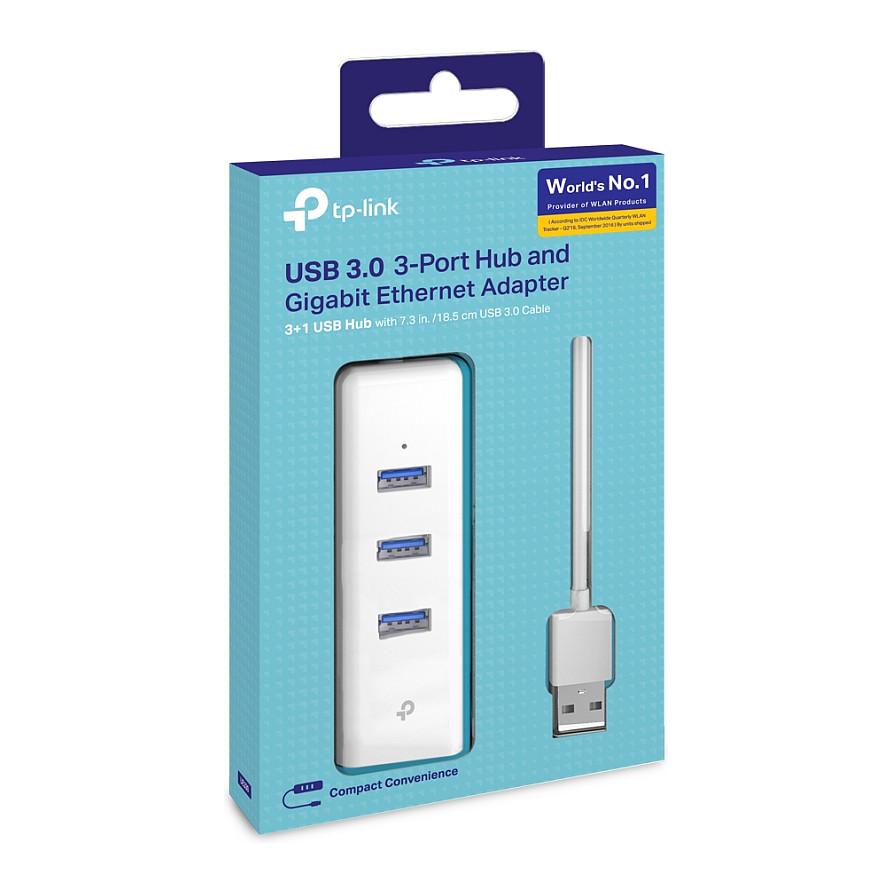 Aksesor për Kartë Rrjeti TP‑LINK UE330 / USB 3.0 / Gigabit Ethernet / 1× RJ45 + 3× USB 3.0 Hub - 4