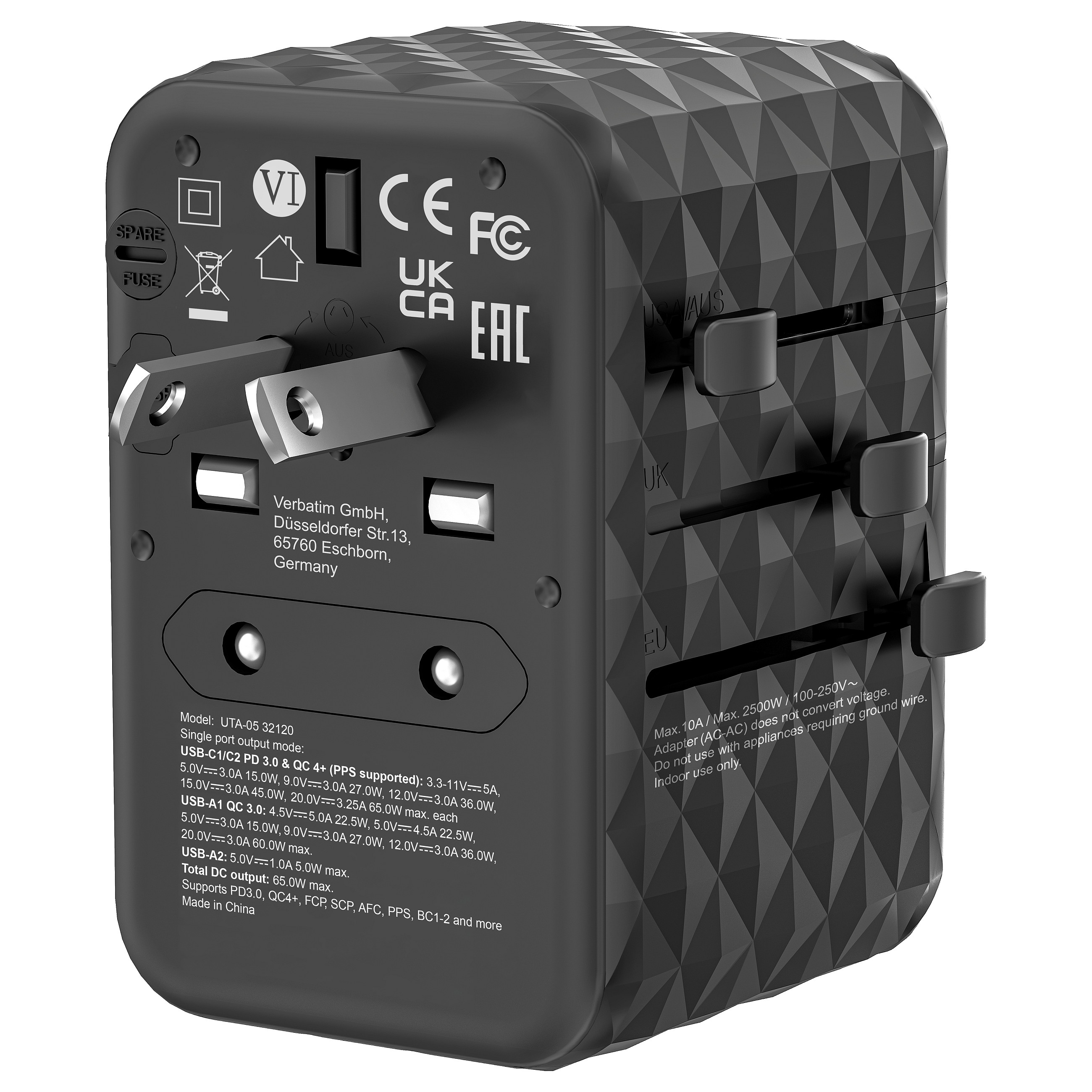 Adapter Verbatim / UTA-05 / 65W / Universal Travel Charger / GaN III - 10