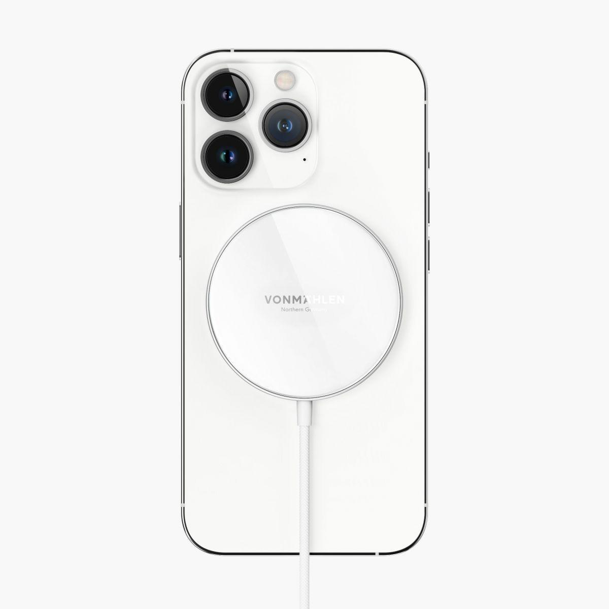 Karikues Wireless Vonmählen Aura Mini, Magnetik, 15W, MagSafe, Qi, USB-C, Kabllo 1.5m - Bardhë - 2