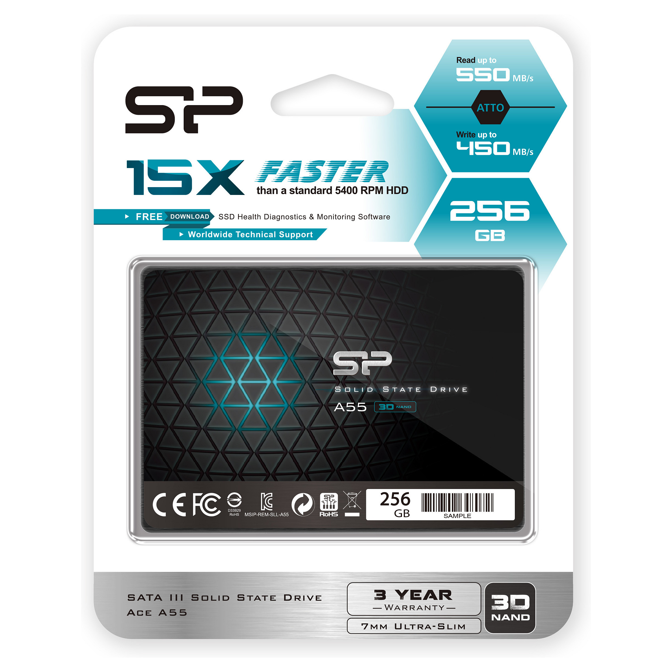 SSD e Brendshme Silicon Power Ace A55 / 256GB / 2.5" / Serial ATA III 6 Gb/s - 2