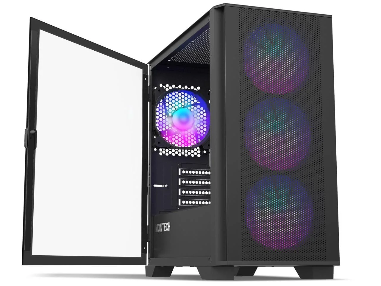 Kasë PC Montech Air 100 ARGB / Mini Tower / Micro-ATX + Mini-ITX / 3x 120mm ARGB + 1x 120mm ARGB Fan / Tempered Glass - Zezë