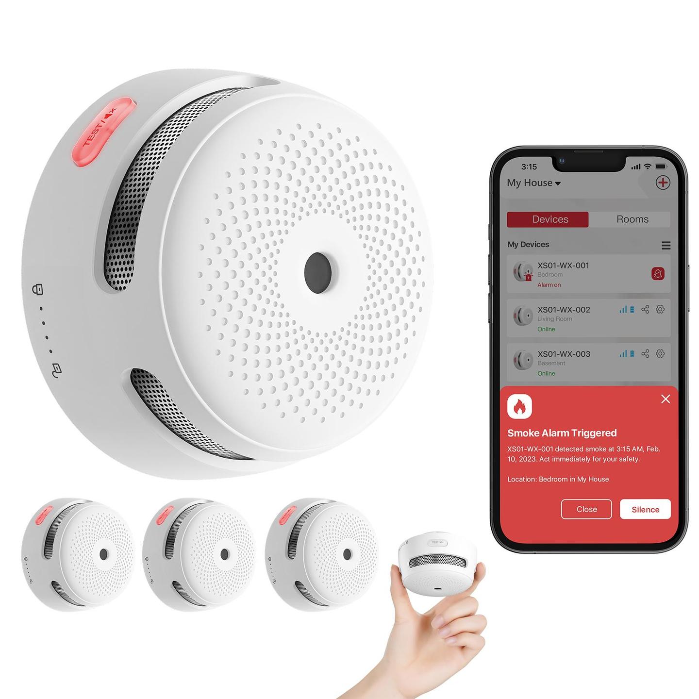 Detektues Tymi X-Sense XS01-WX / ZASXS00208WGL / Wi-Fi 2.4GHz / Photoelectric / Smart App / 85dB – Bardhë - 3