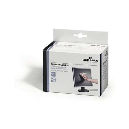 Peceta të Lagura për Pastrim Ekranesh DURABLE SCREENCLEAN 50, 50 Copë - Bardhë