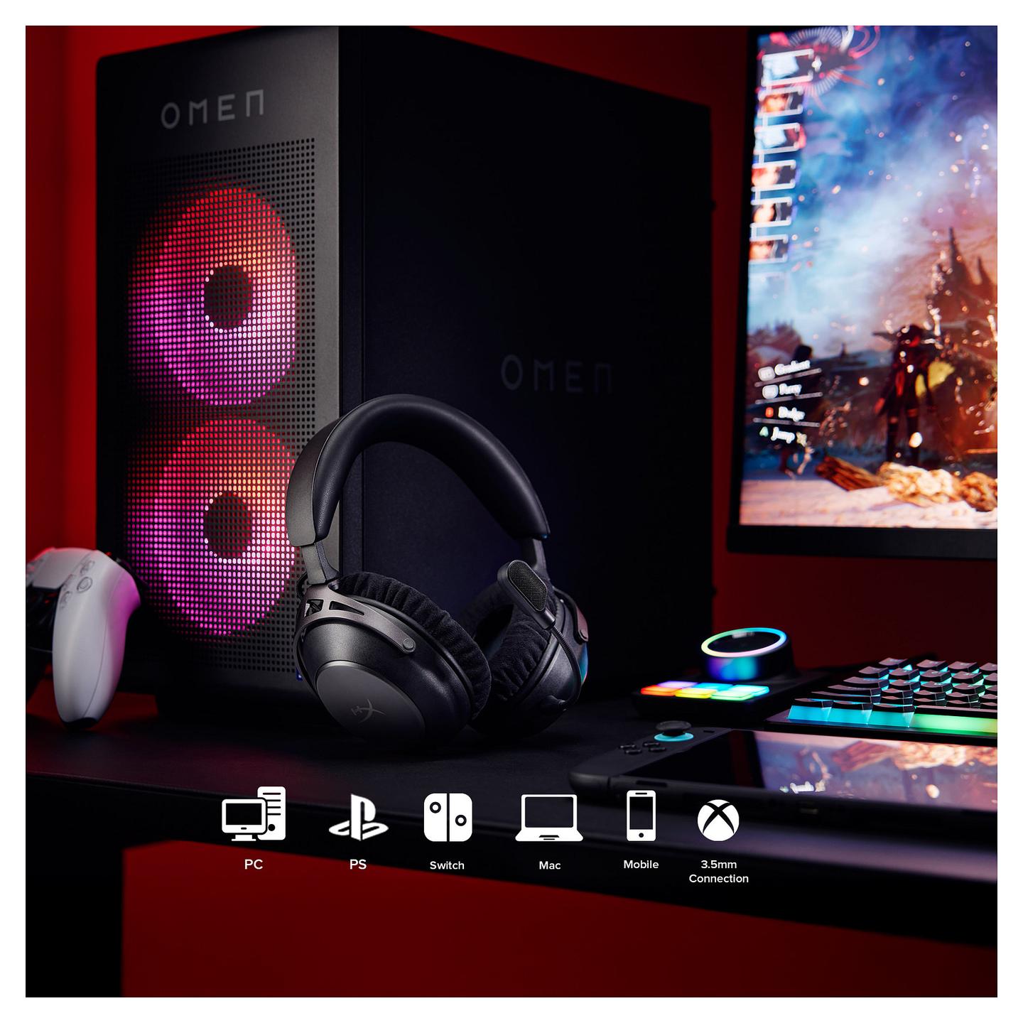 Kufje Gaming HyperX Cloud Alpha 2 / Wireless / 2.4GHz & Bluetooth 5.2 / 53mm / 250 orë / RGB Base Station - Zezë - 5