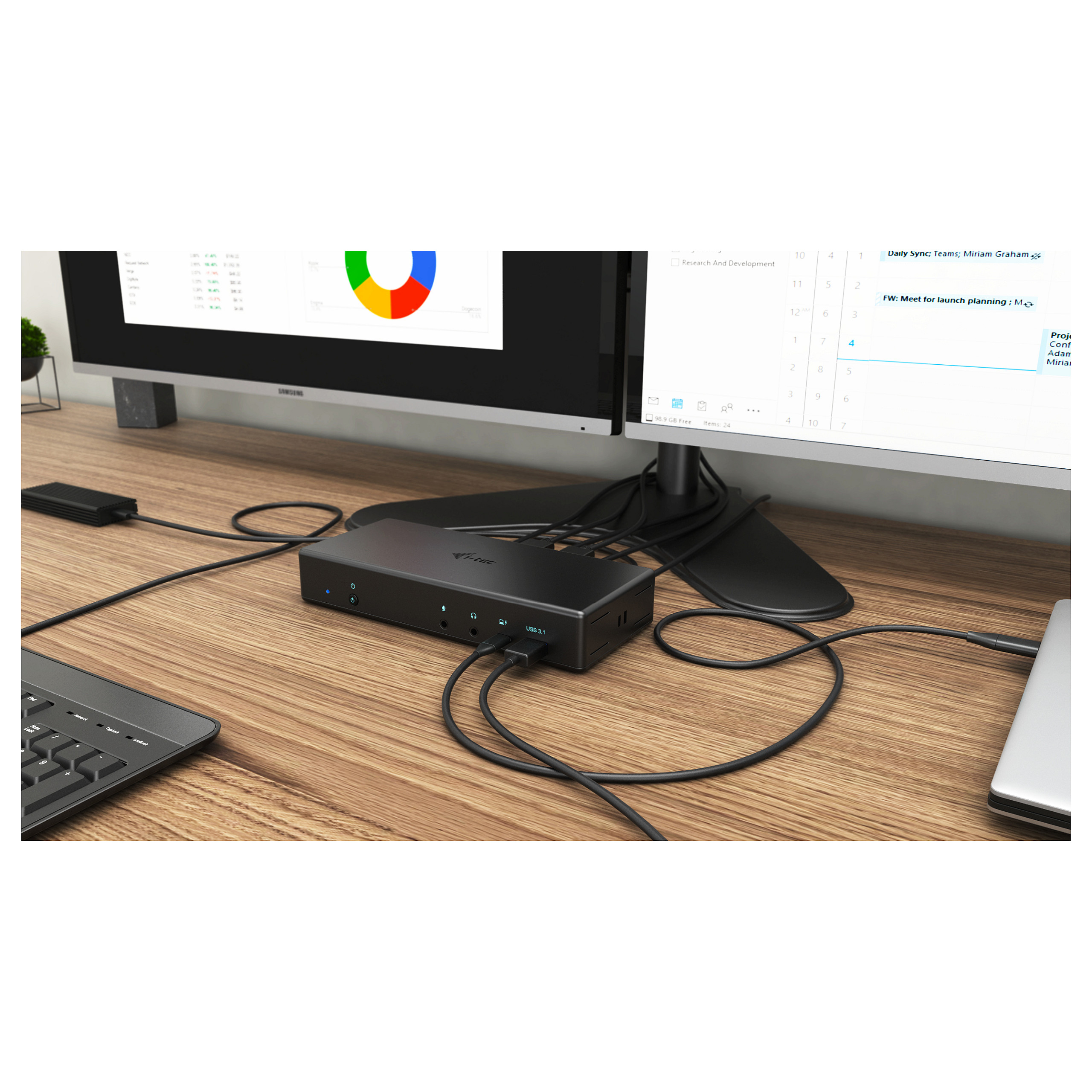 Docking Station I-TEC USB-C / Quattro Display / 4x 4K / HDMI & DisplayPort / PD / LAN / USB - Metalik - 6